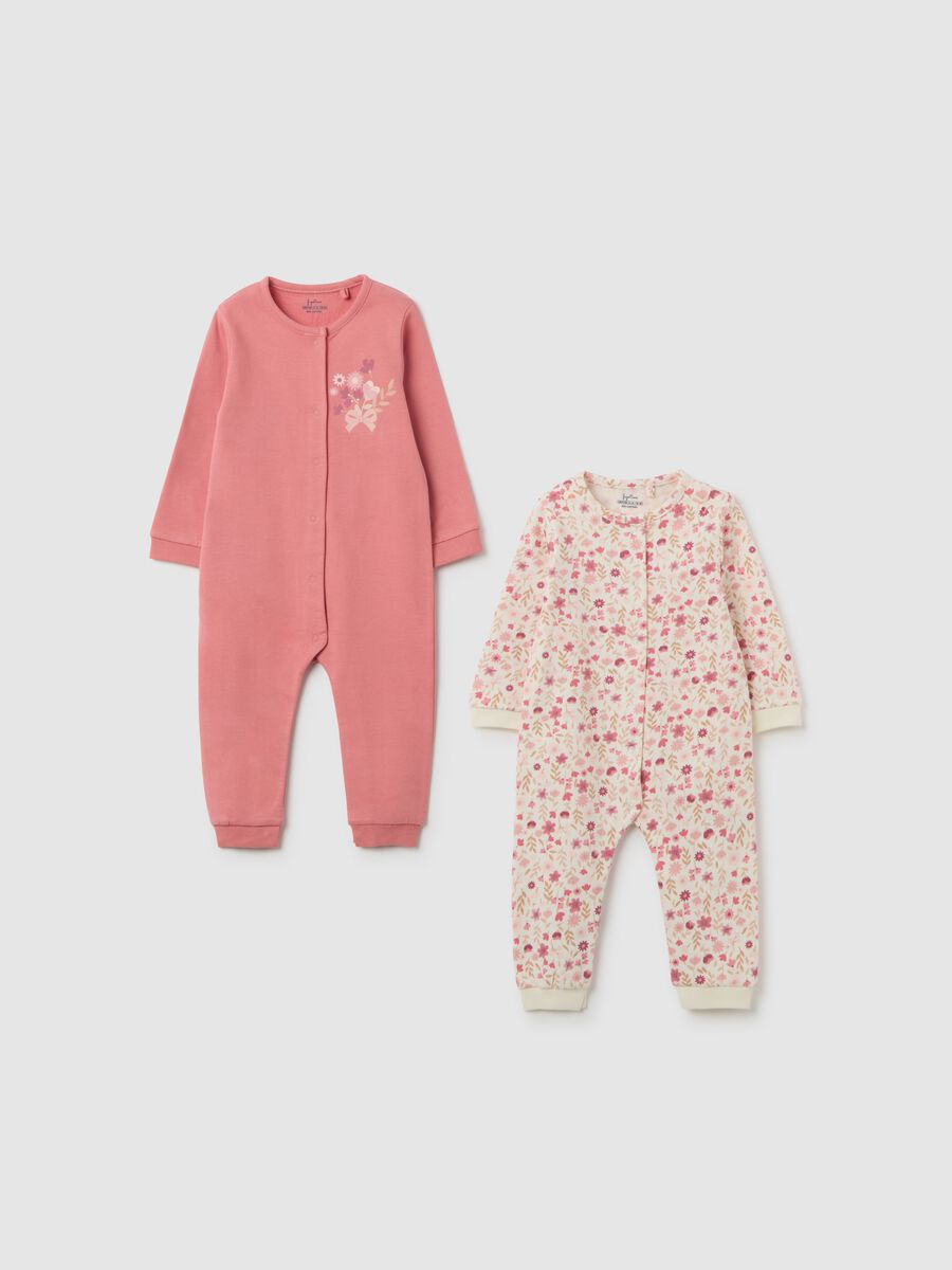 Baby girl cotton playsuits in multicolor with snap closure_0