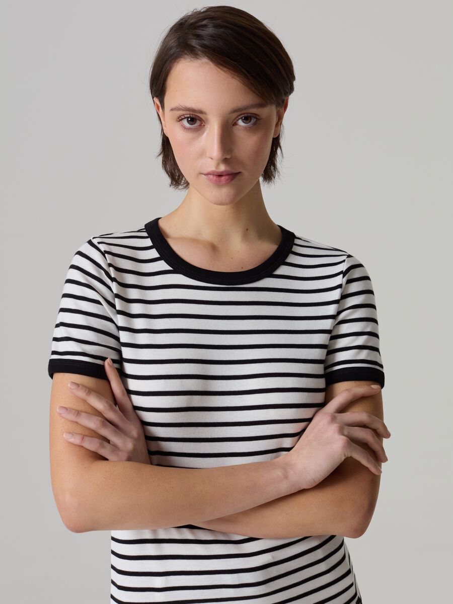 Striped T-shirt in stretch cotton_1
