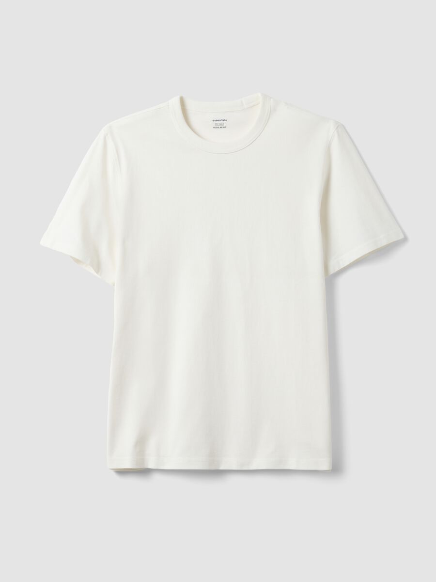 White pure cotton short sleeve t-shirt regular fit_0