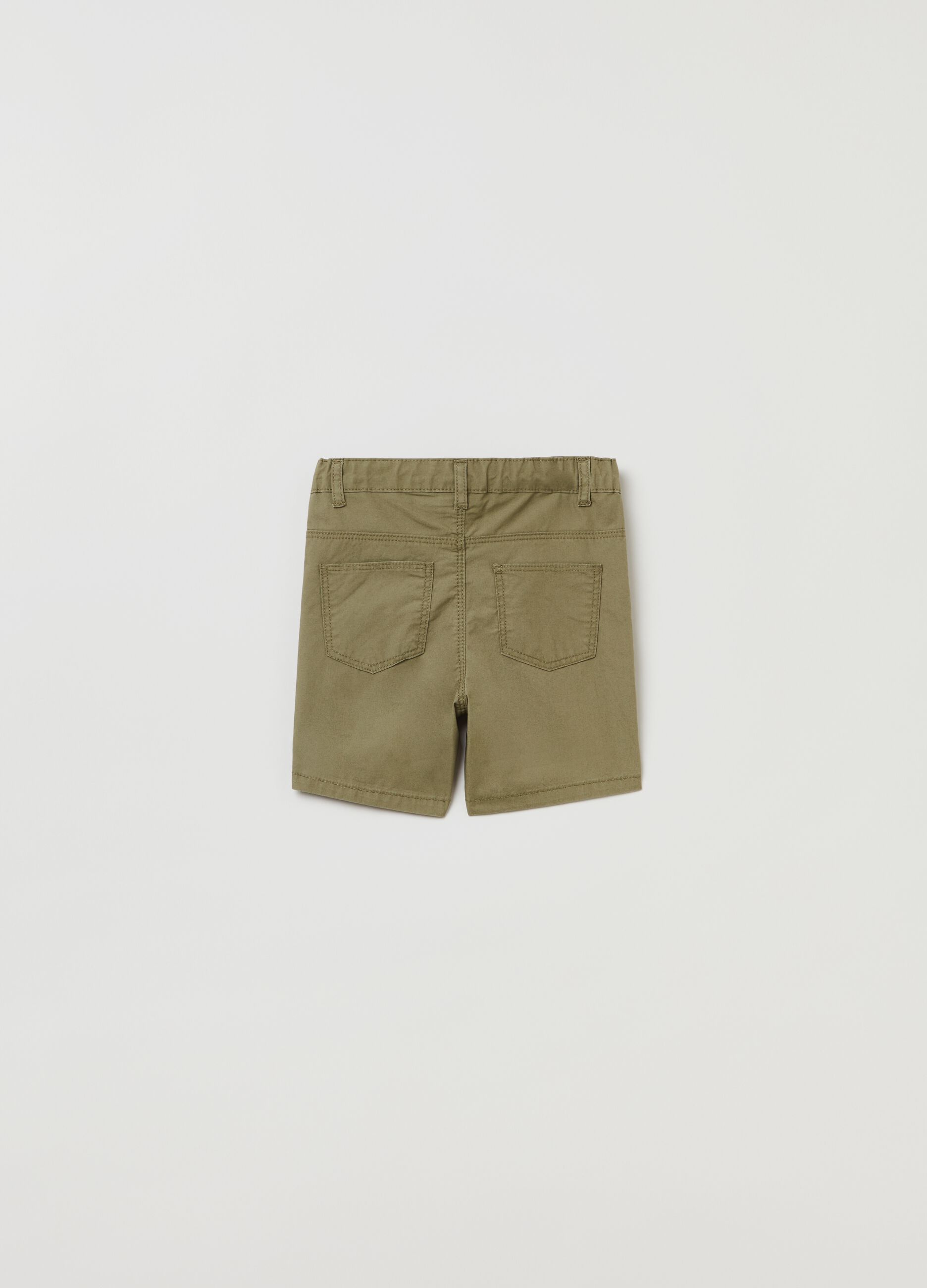 Solid colour poplin Bermuda shorts