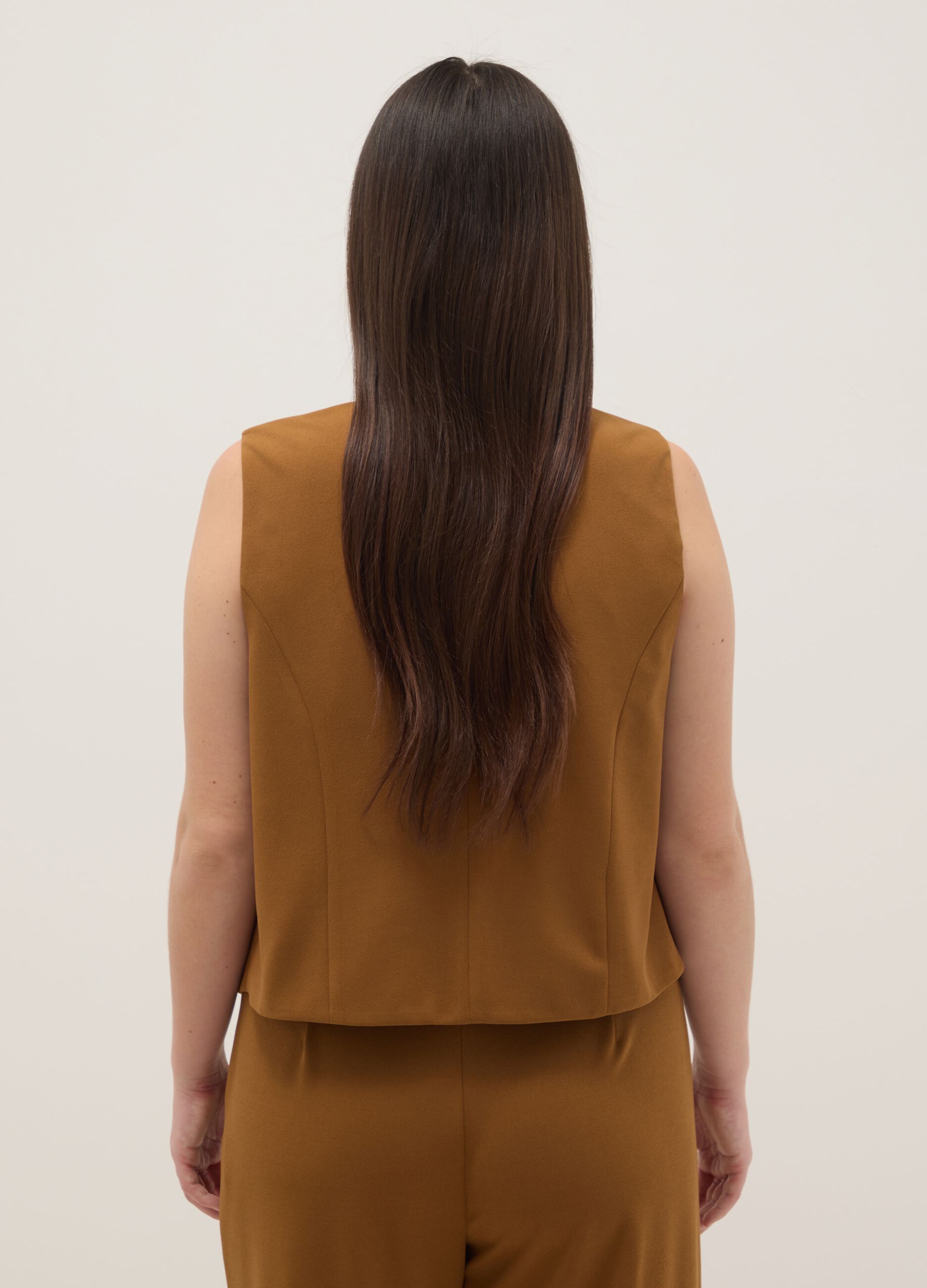 Brown regular fit waistcoat with buttons