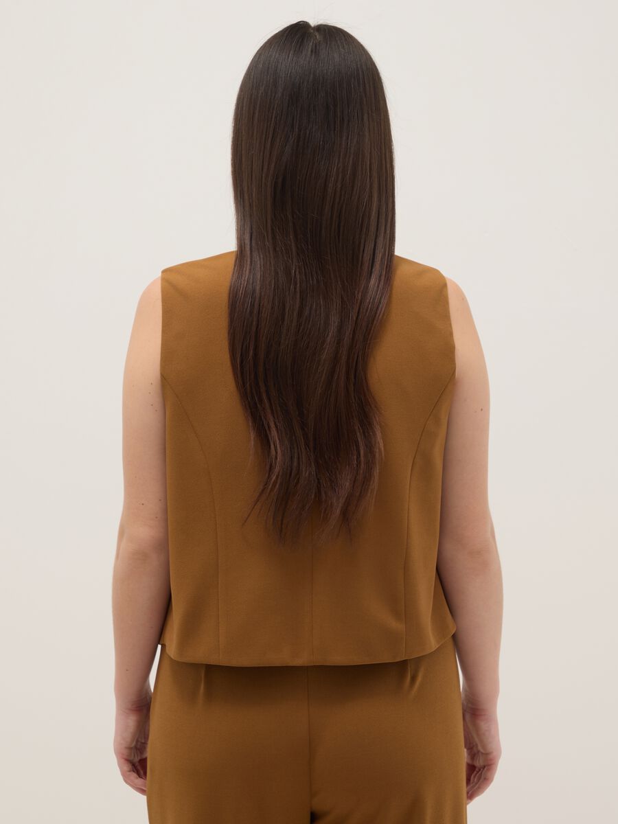 Brown regular fit waistcoat with buttons_2