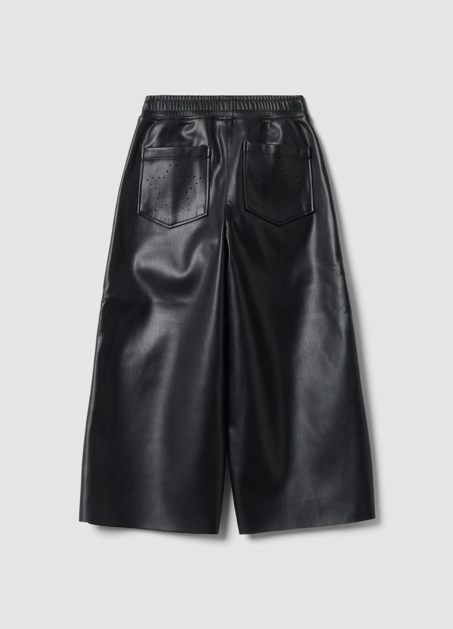 Girls&rsquo; black wide-leg trousers with elasticated waist