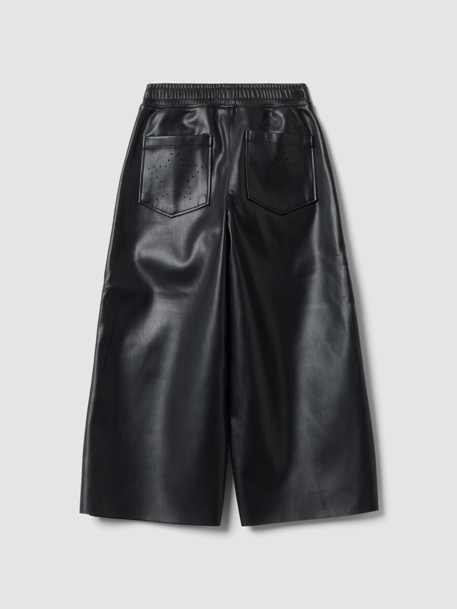 Girls&rsquo; black wide-leg trousers with elasticated waist_1
