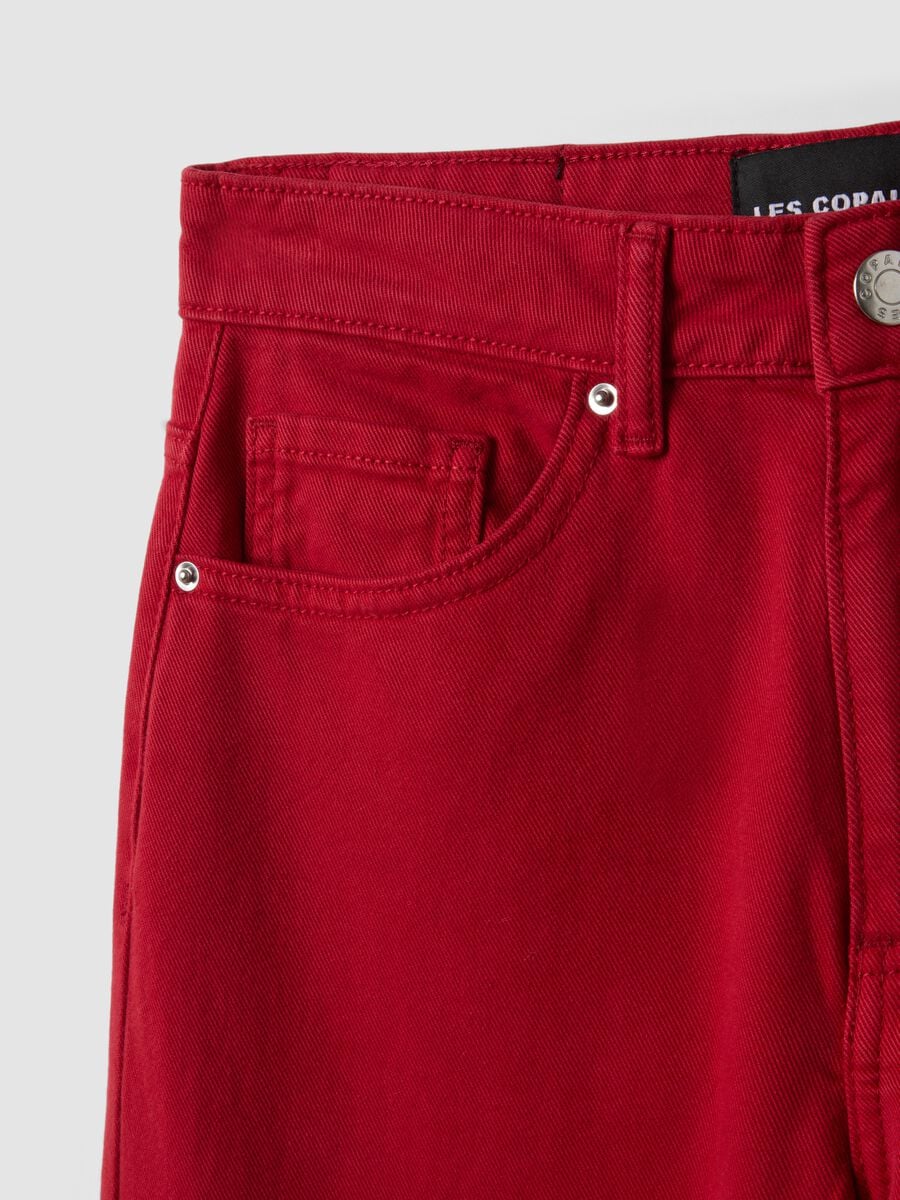 Jeans denim rossi wide leg in puro cotone_2