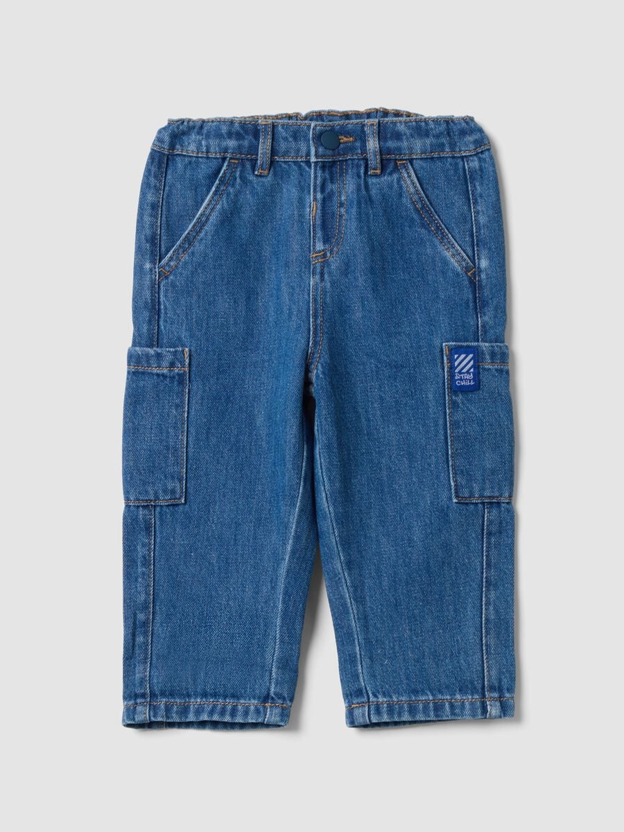 Blaue Cargo-Jeans aus Denim in Baumwoll-Viskose-Mix f&uuml;r Babyjungen_0