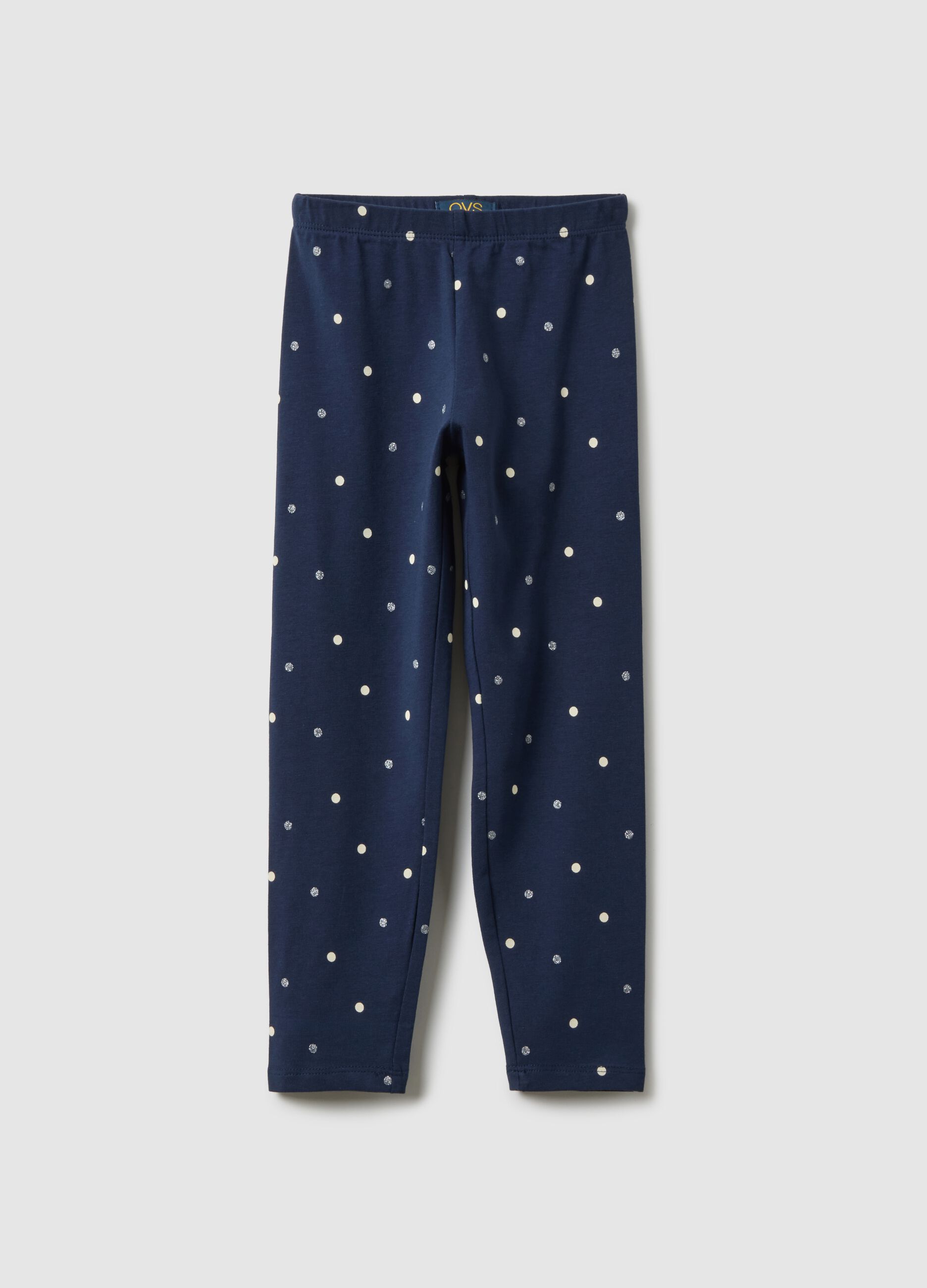 Slim fit blue stretch cotton leggings for girls