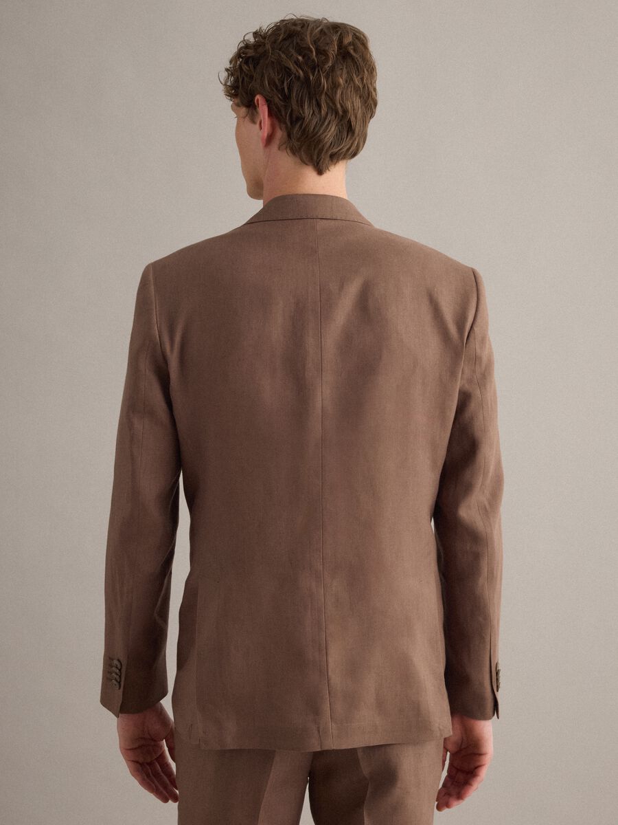 Brown pure linen slim-fit blazer_2