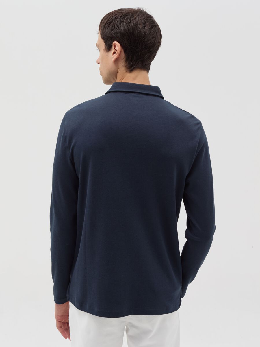 Cotton long-sleeved polo shirt_2