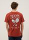 Rotes T-Shirt mit Schriftzug aus reiner Baumwolle, Regular Fit_2