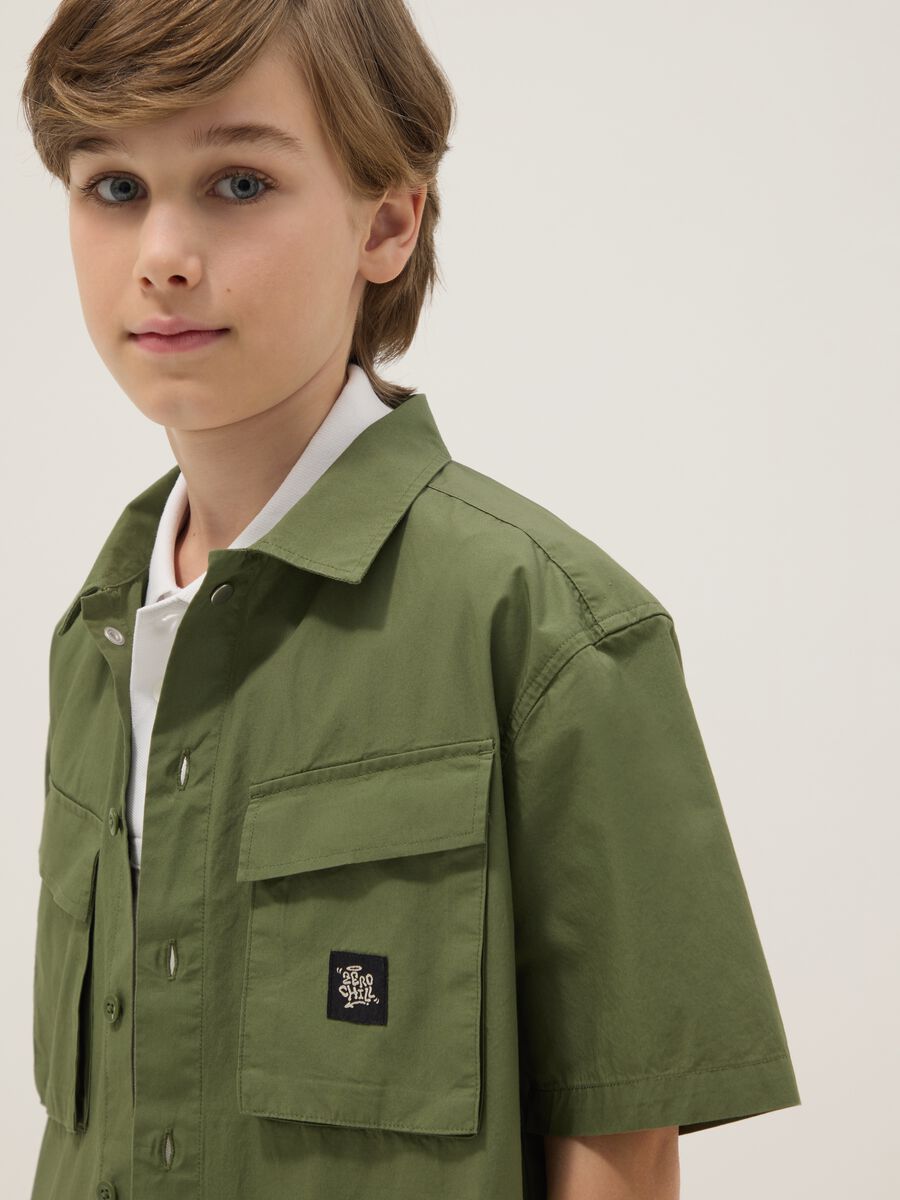 Boys&rsquo; green pure cotton shirt, oversized fit_2