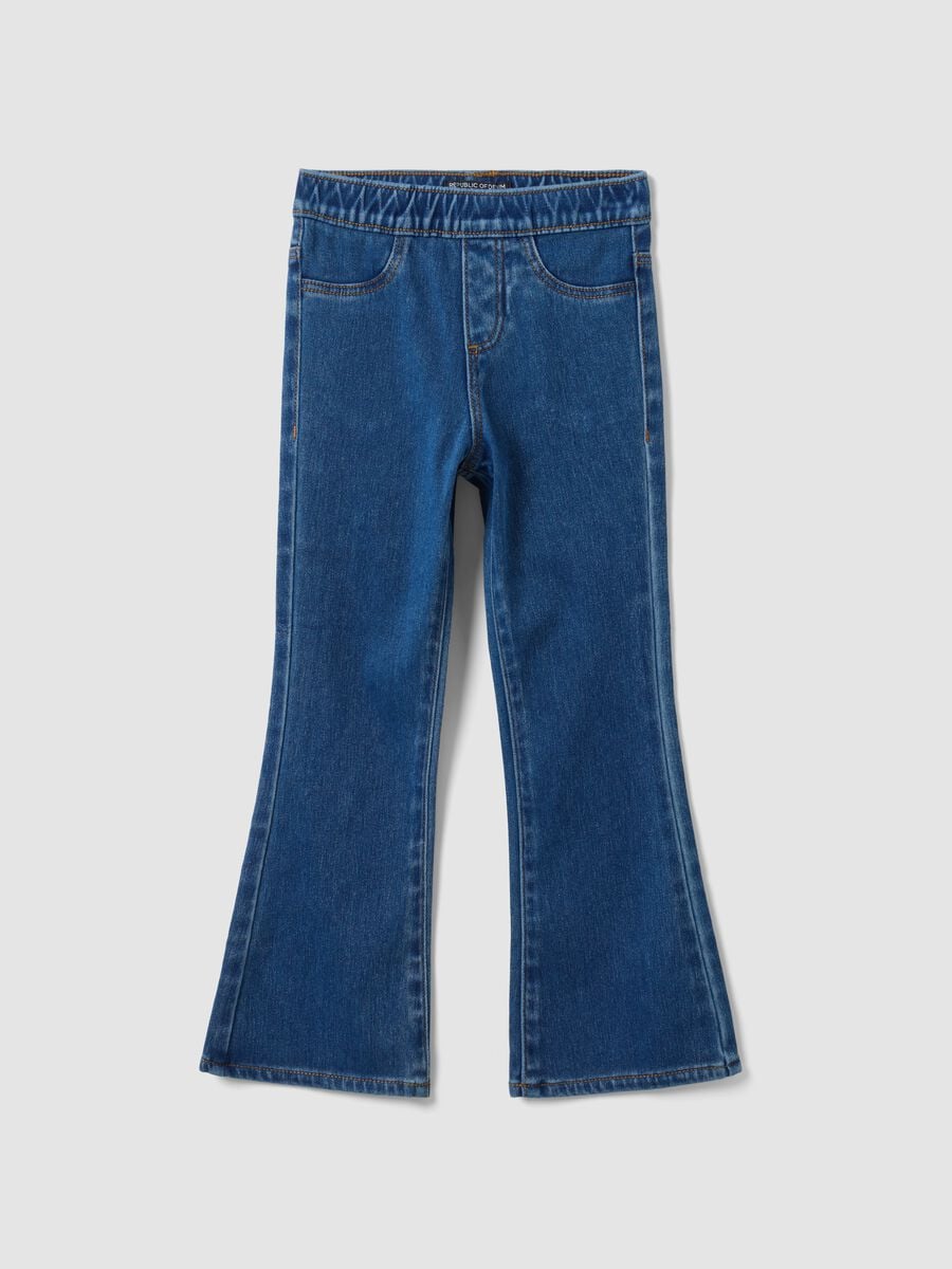 Girls&rsquo; blue flare jeggings in stretch cotton_0