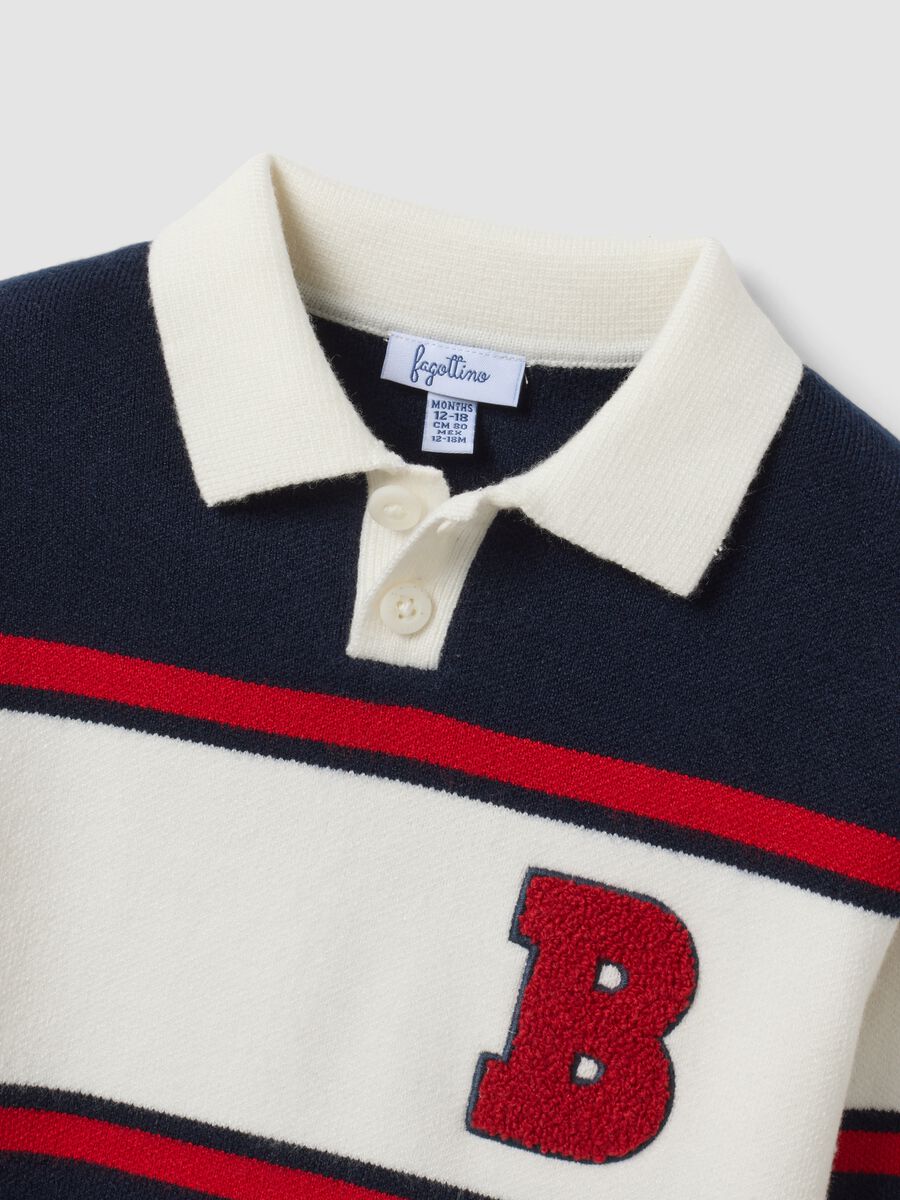 Blauer Pullover aus Viskosemix mit gestreiftem Rundhalsausschnitt f&uuml;r Babyjungen_3