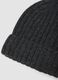 Berretto grigio melange in puro cashmere a coste_1