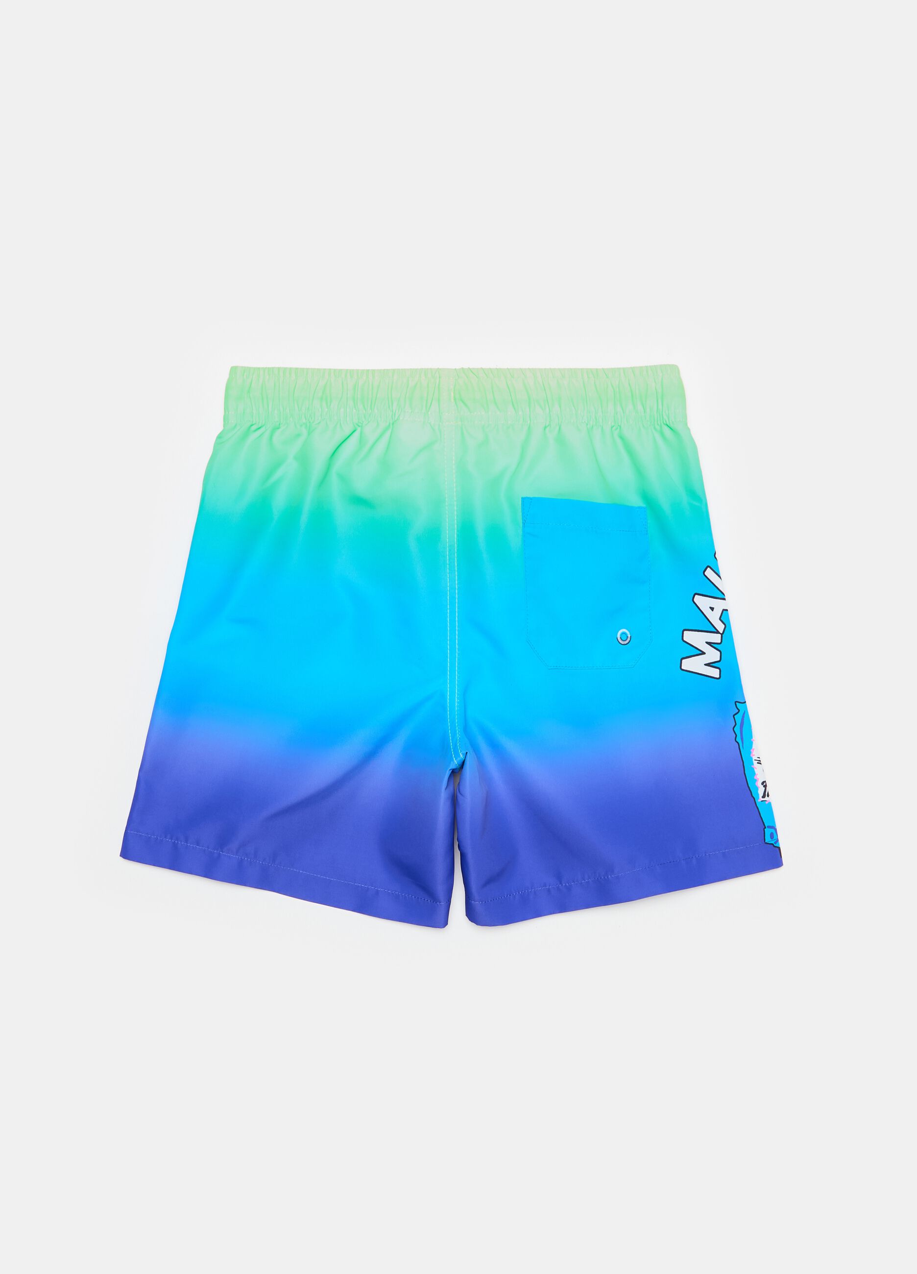 Degradé swimming trunks with surf print