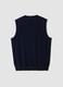 Navy blue pure merino wool gilet with deep V-neck, regular fit_2