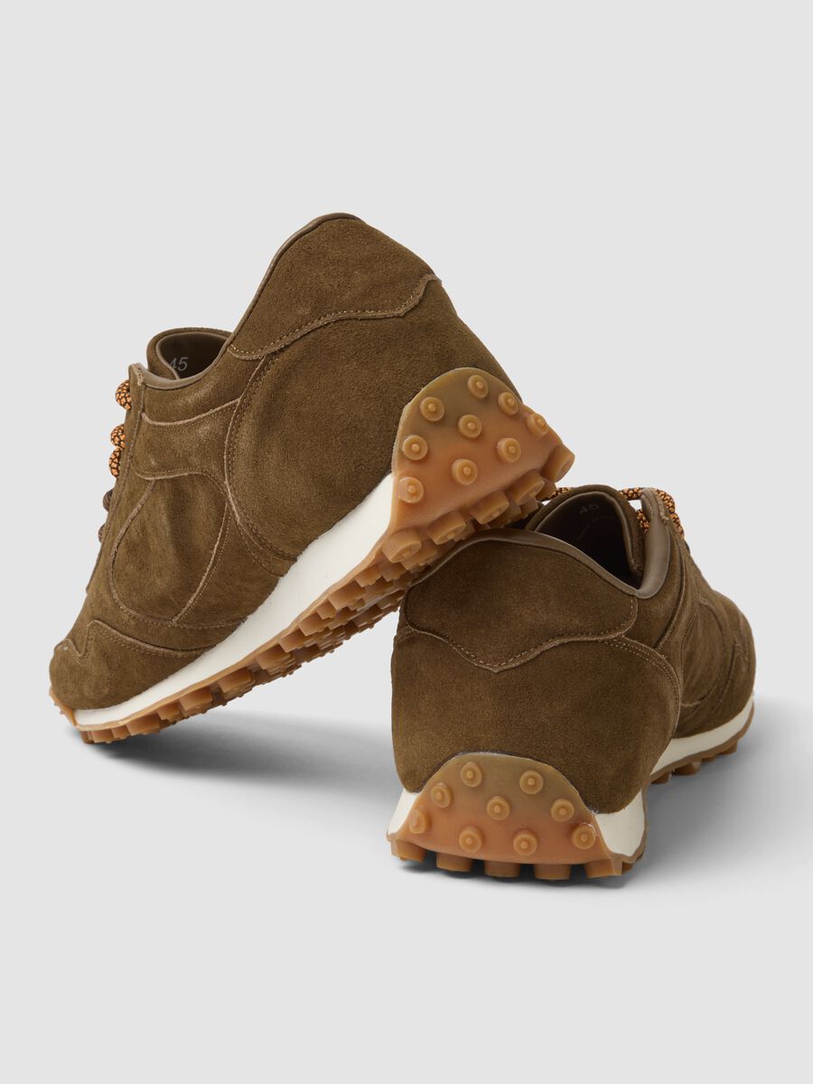 Brown genuine leather lace-up trainers_1