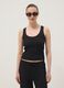 Black stretch tank top with crinkled texture_2