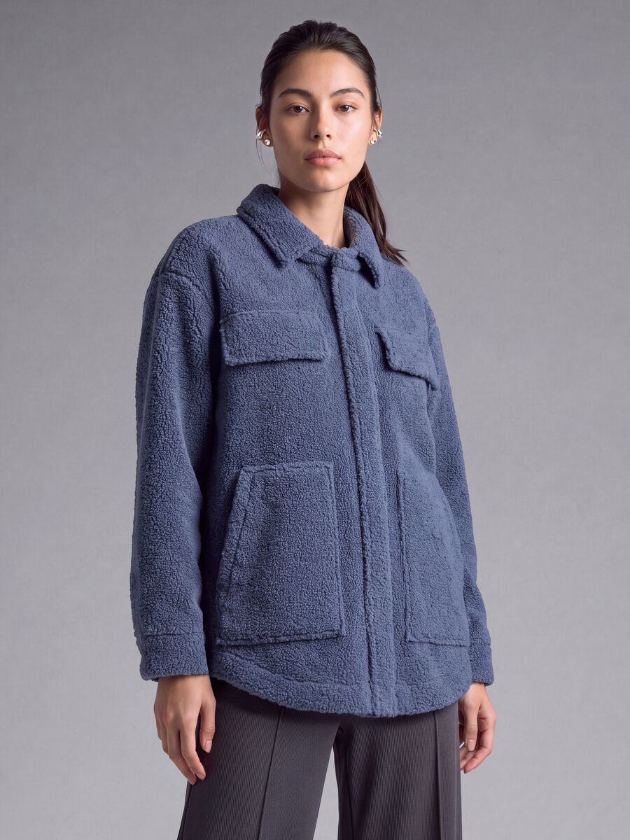 Blue sherpa shacket with buttons, relaxed fit &ndash; ALTAVIA STUDIO_2