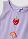 Regular fit purple stretch cotton tank top for girls with embroidery_2