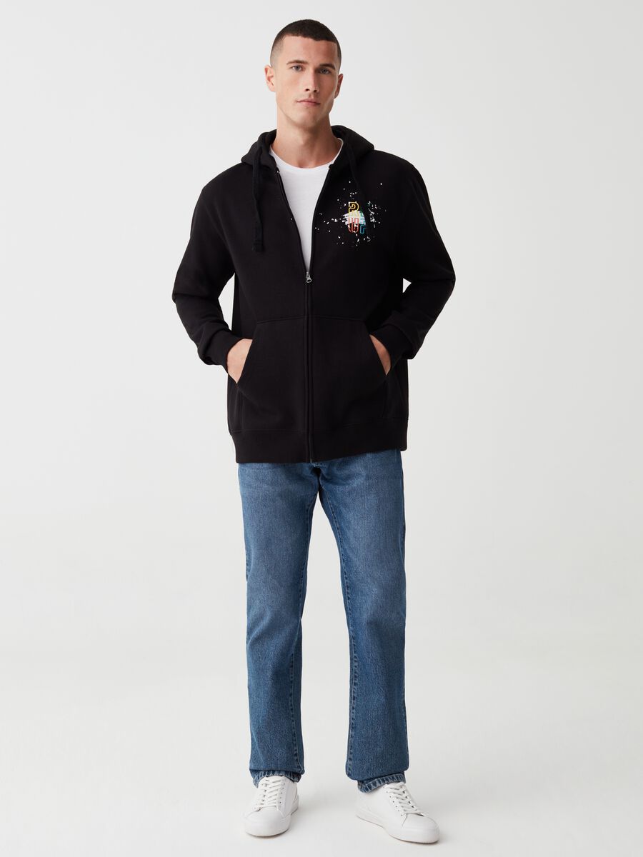 Full-zip sweatshirt in fleece with RE-UP print_1