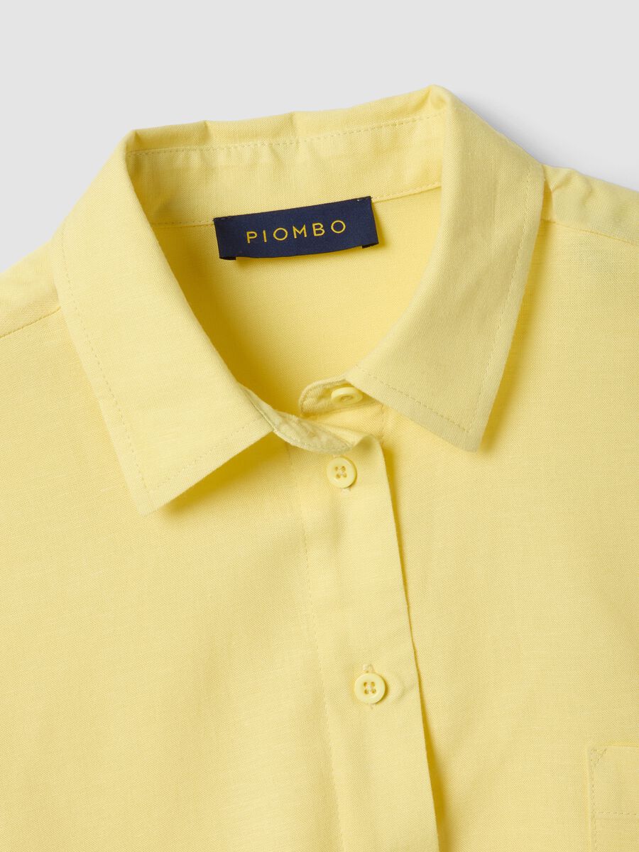 Yellow viscose-linen blend oversized shirt_5