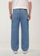 Blue pure cotton wide-leg cargo jeans_2