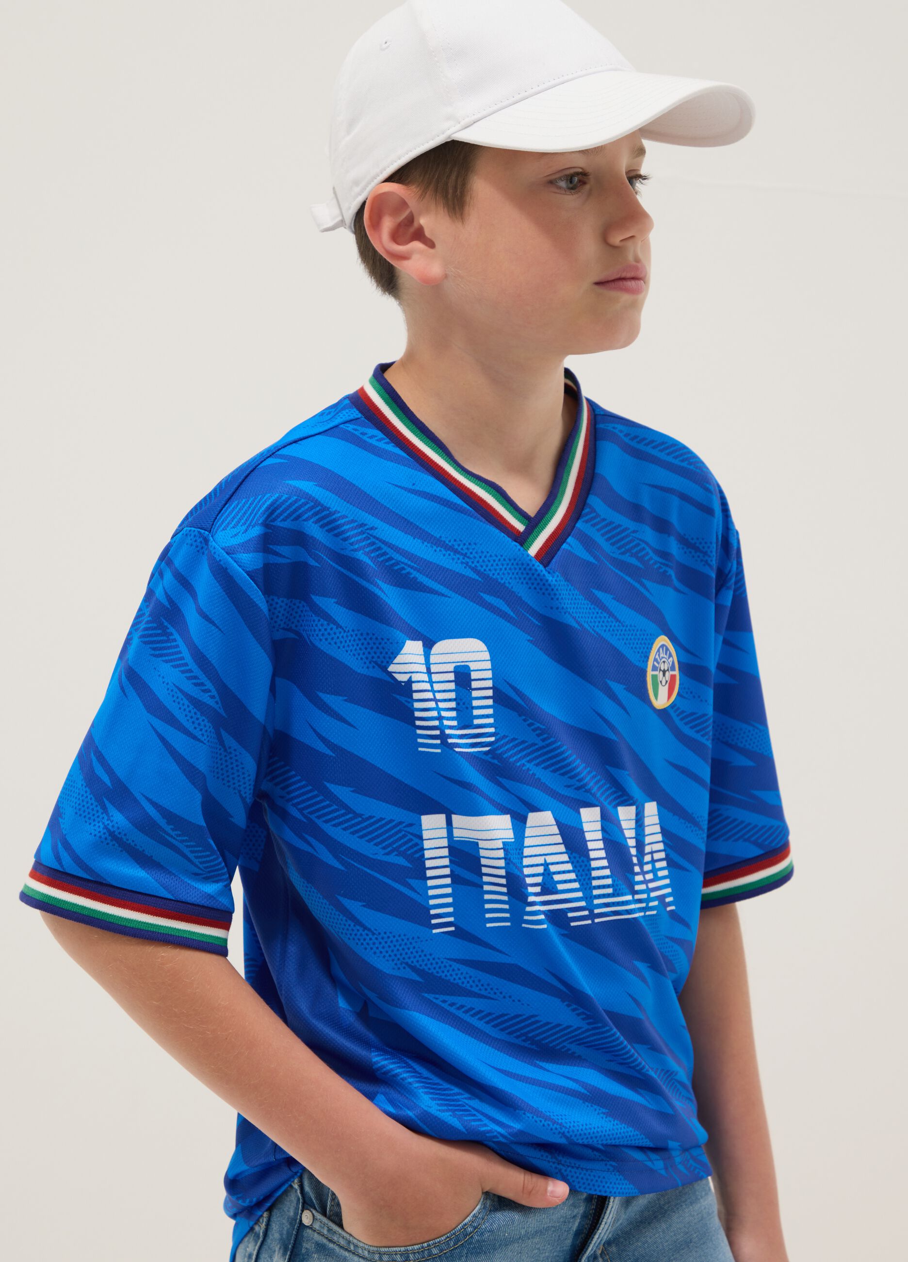 T-shirt enfant Italie Azzurri &agrave; manches courtes, coupe oversize