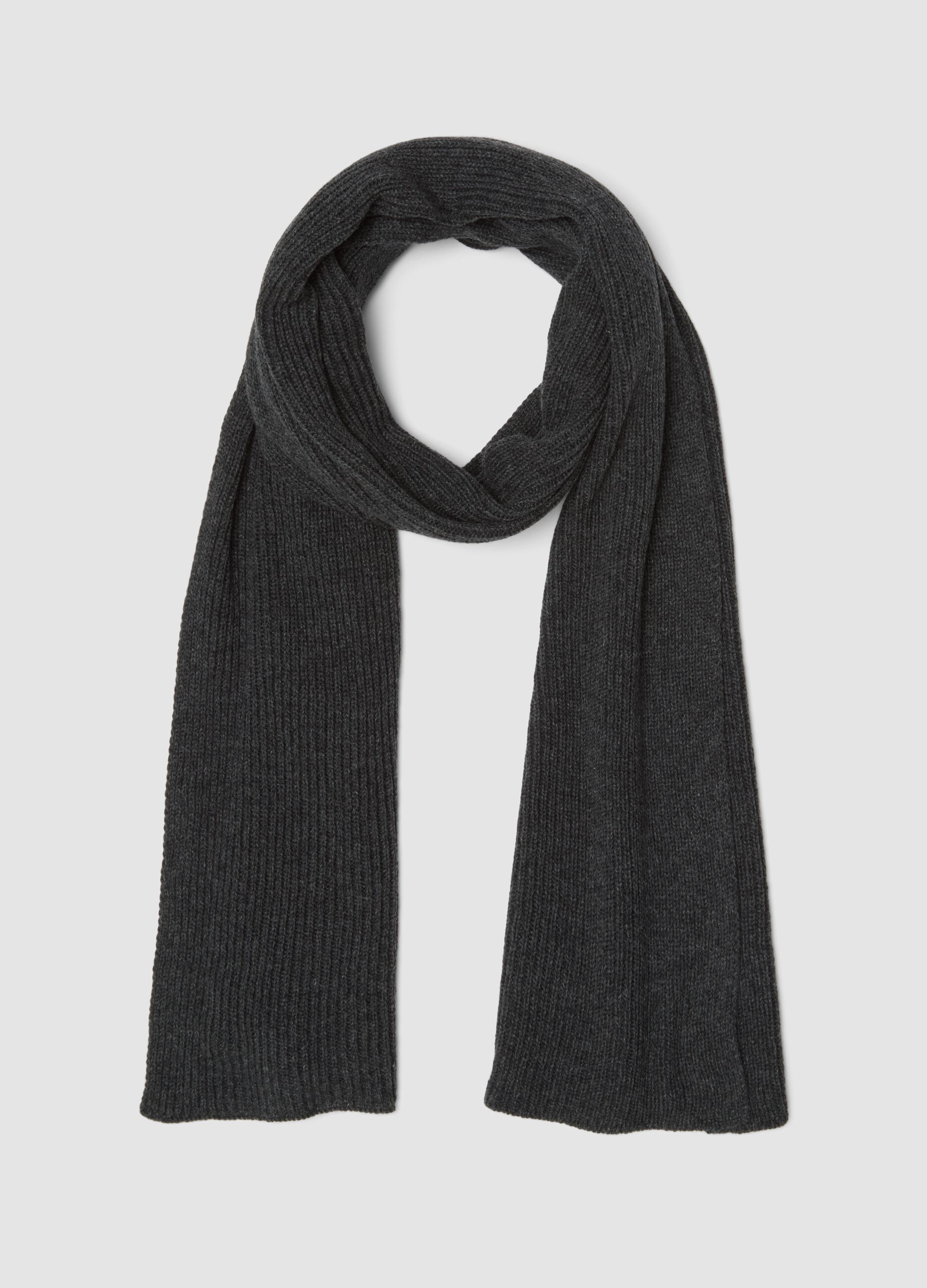 Sciarpa grigia in puro cashmere a coste
