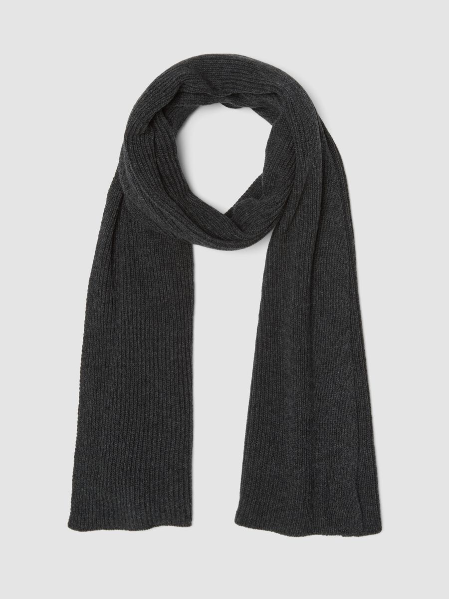 Sciarpa grigia in puro cashmere a coste_0