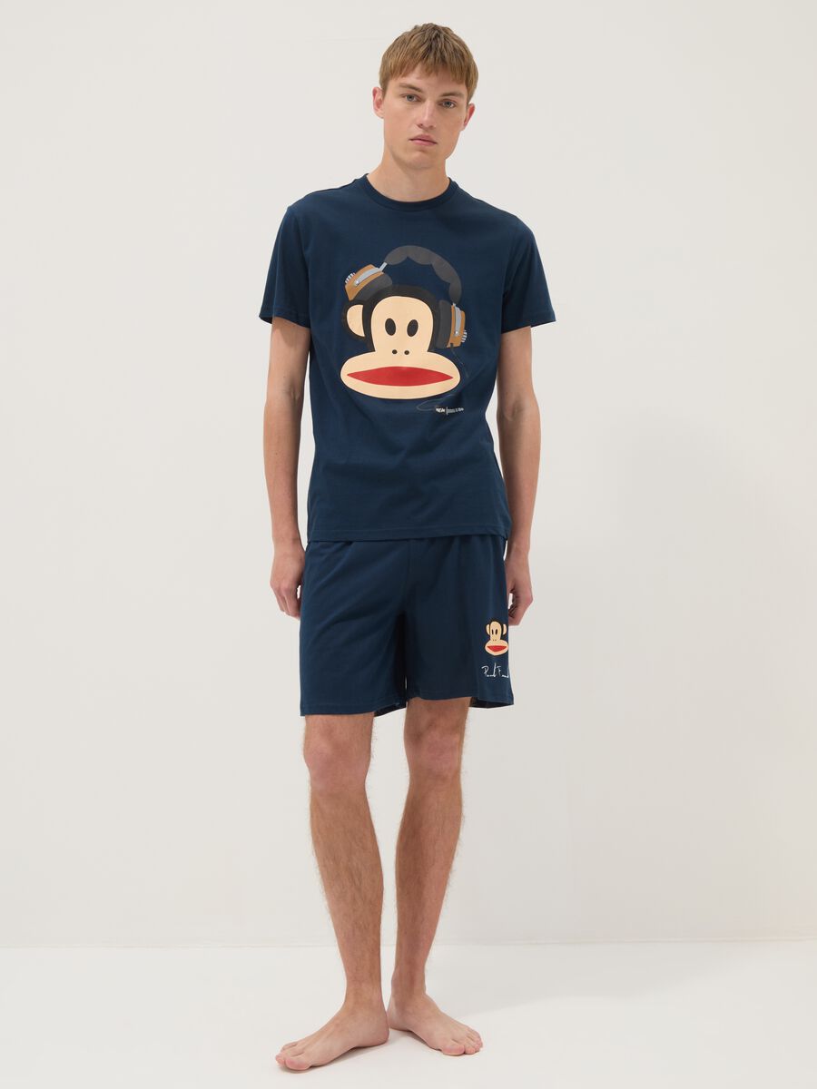Blue short pure cotton pyjama set with Paul Frank print, regular fit_0