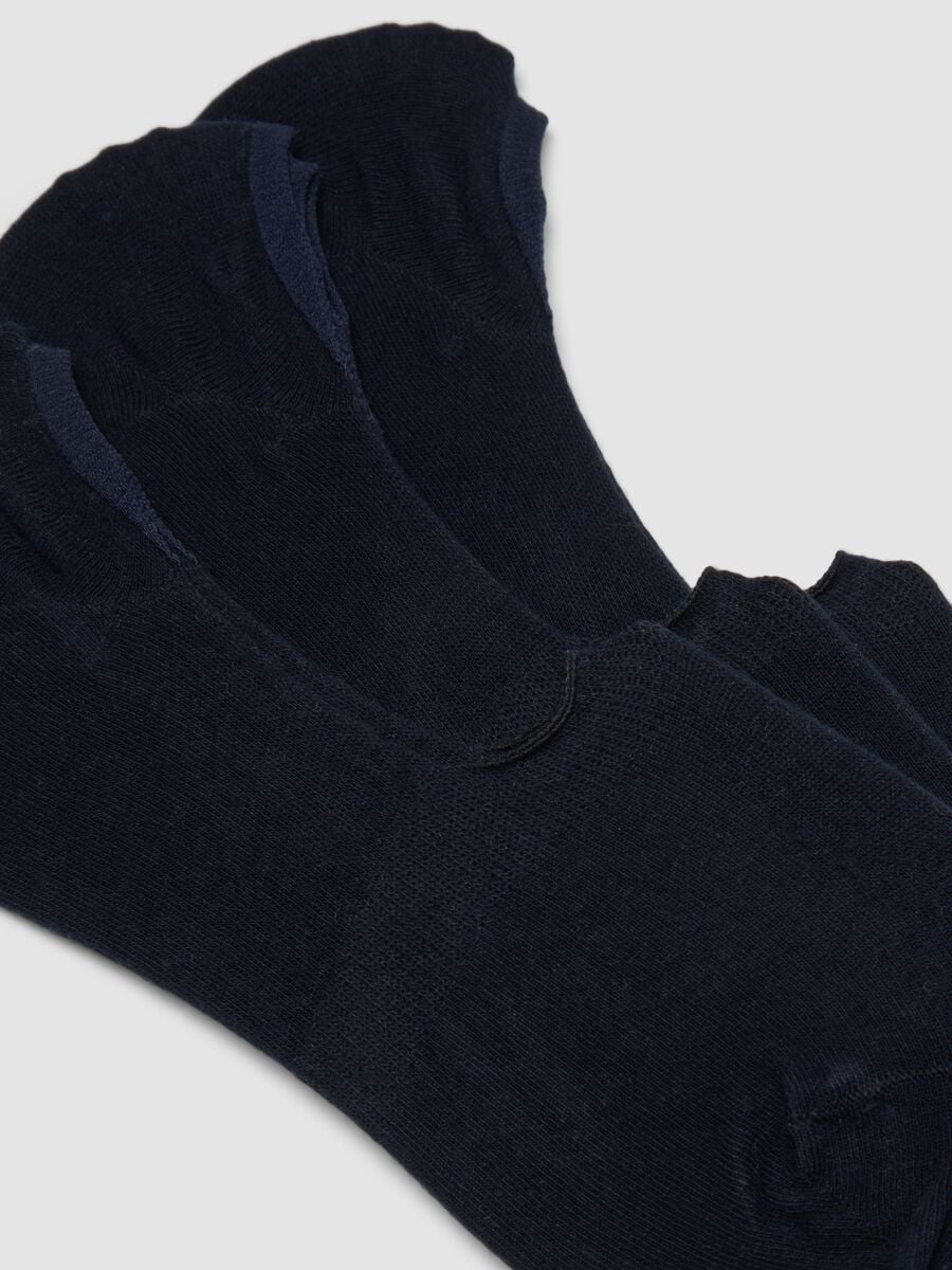 Three-pack of blue organic stretch cotton no-show socks_1
