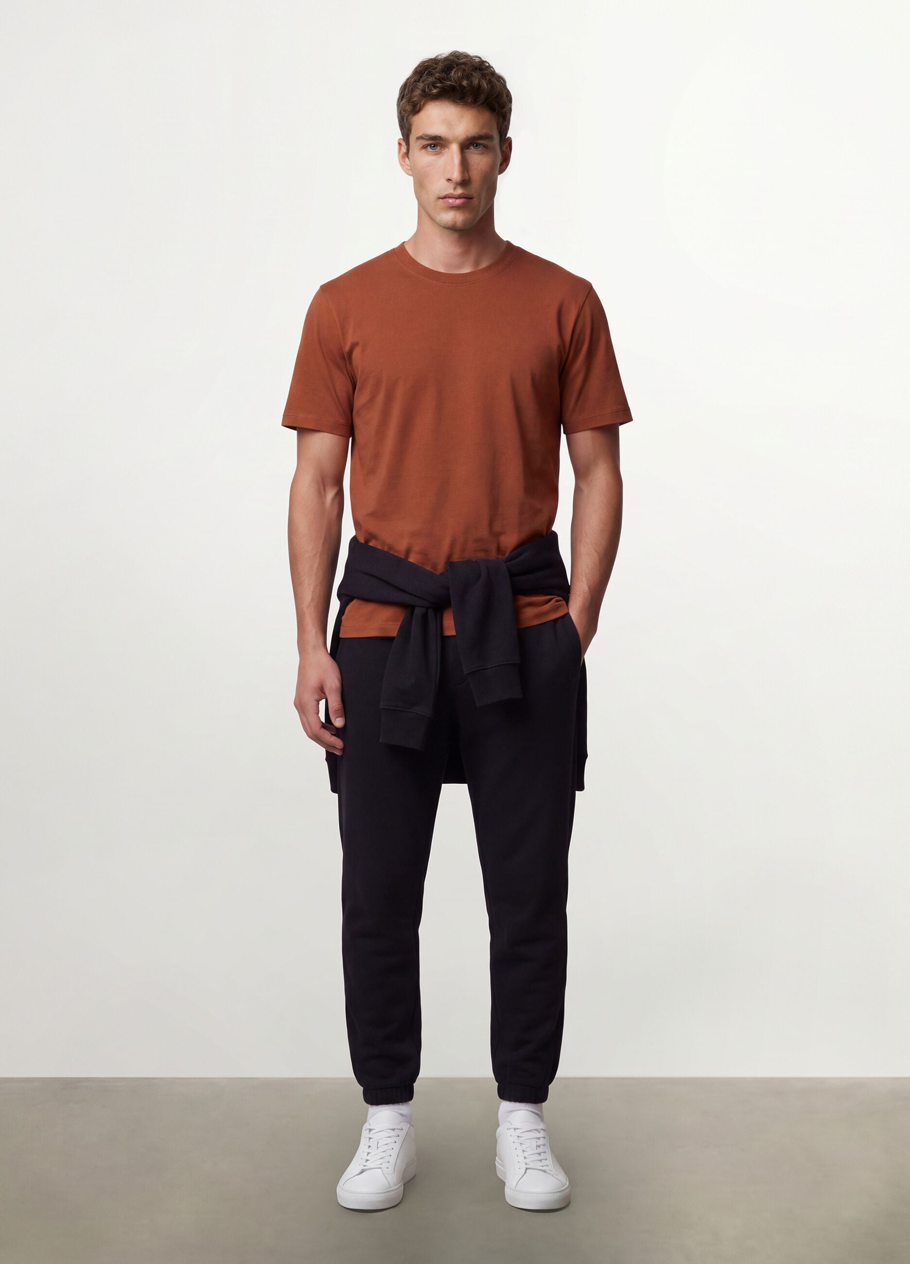 Brown regular-fit T-shirt in pure organic cotton jersey