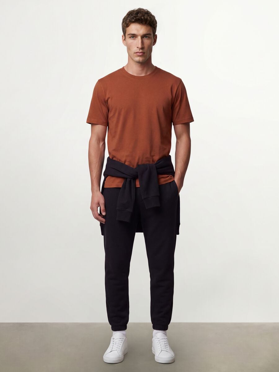 Brown regular-fit T-shirt in pure organic cotton jersey_1