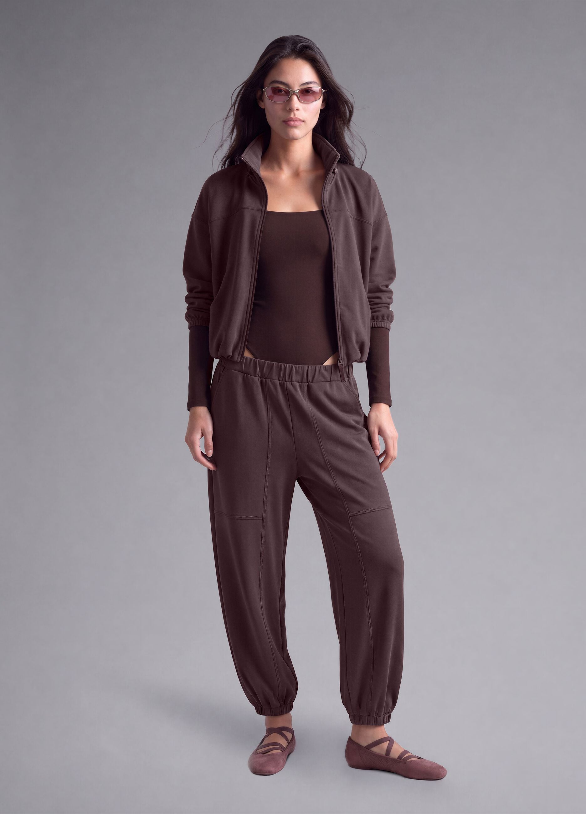 Full-zip viola corta in tessuto soft-touch con collo rialzato ALTAVIA STUDIO