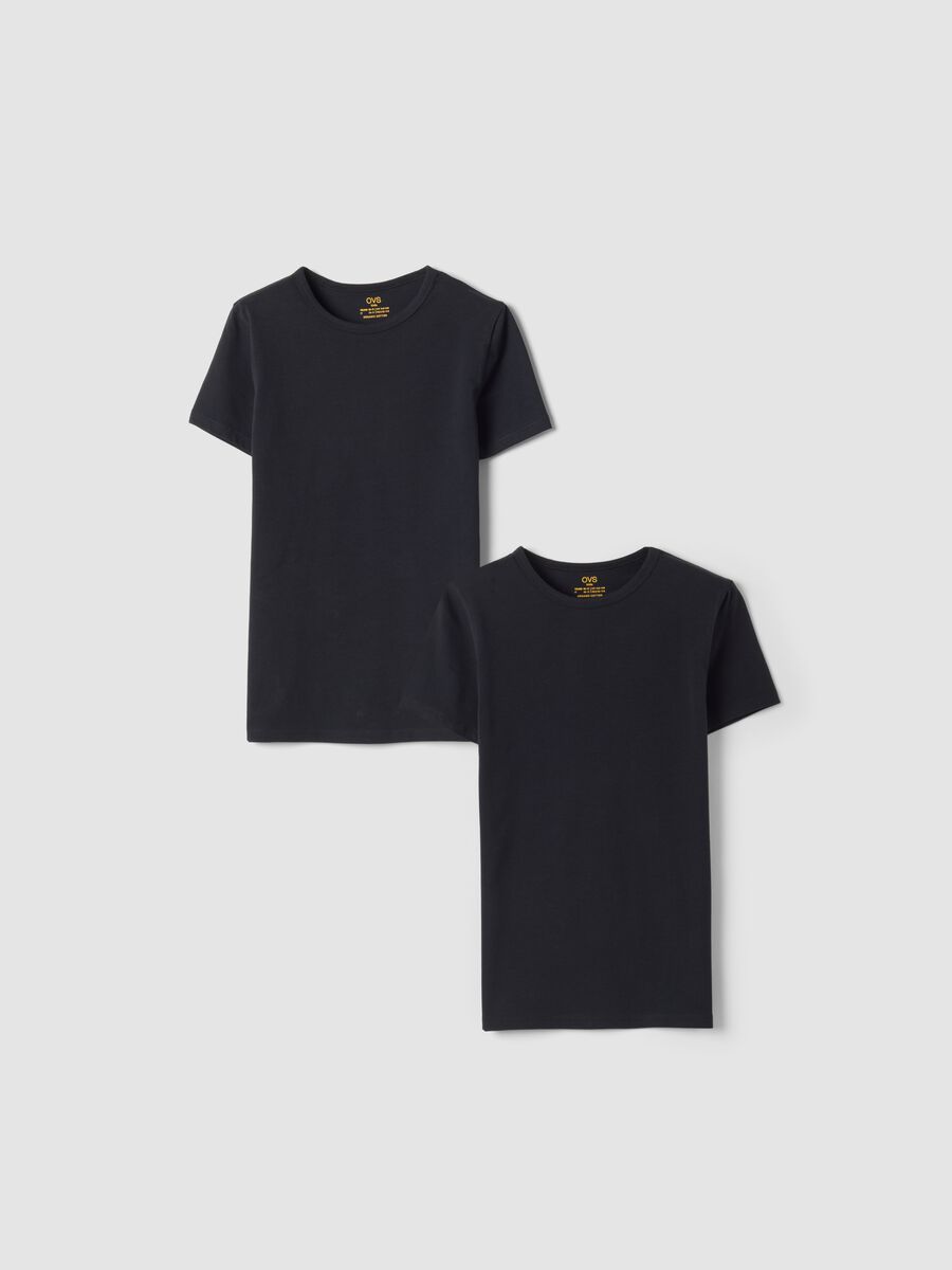 Bipack t-shirt nere in cotone organico elasticizzato girocollo_0