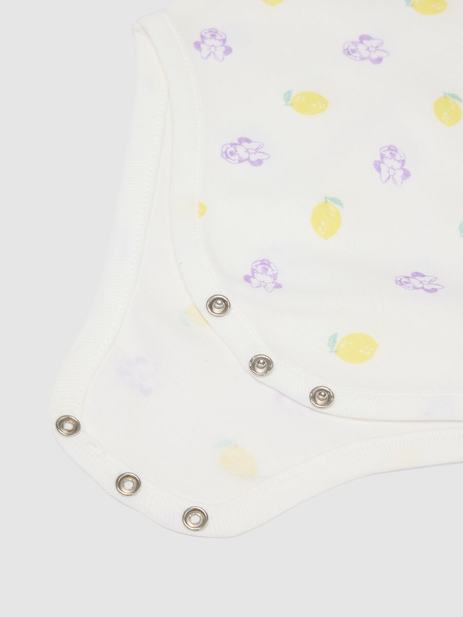 Lot de 2 bodies b&eacute;b&eacute; fille en pur coton multicolores sans manches avec Minnie_3