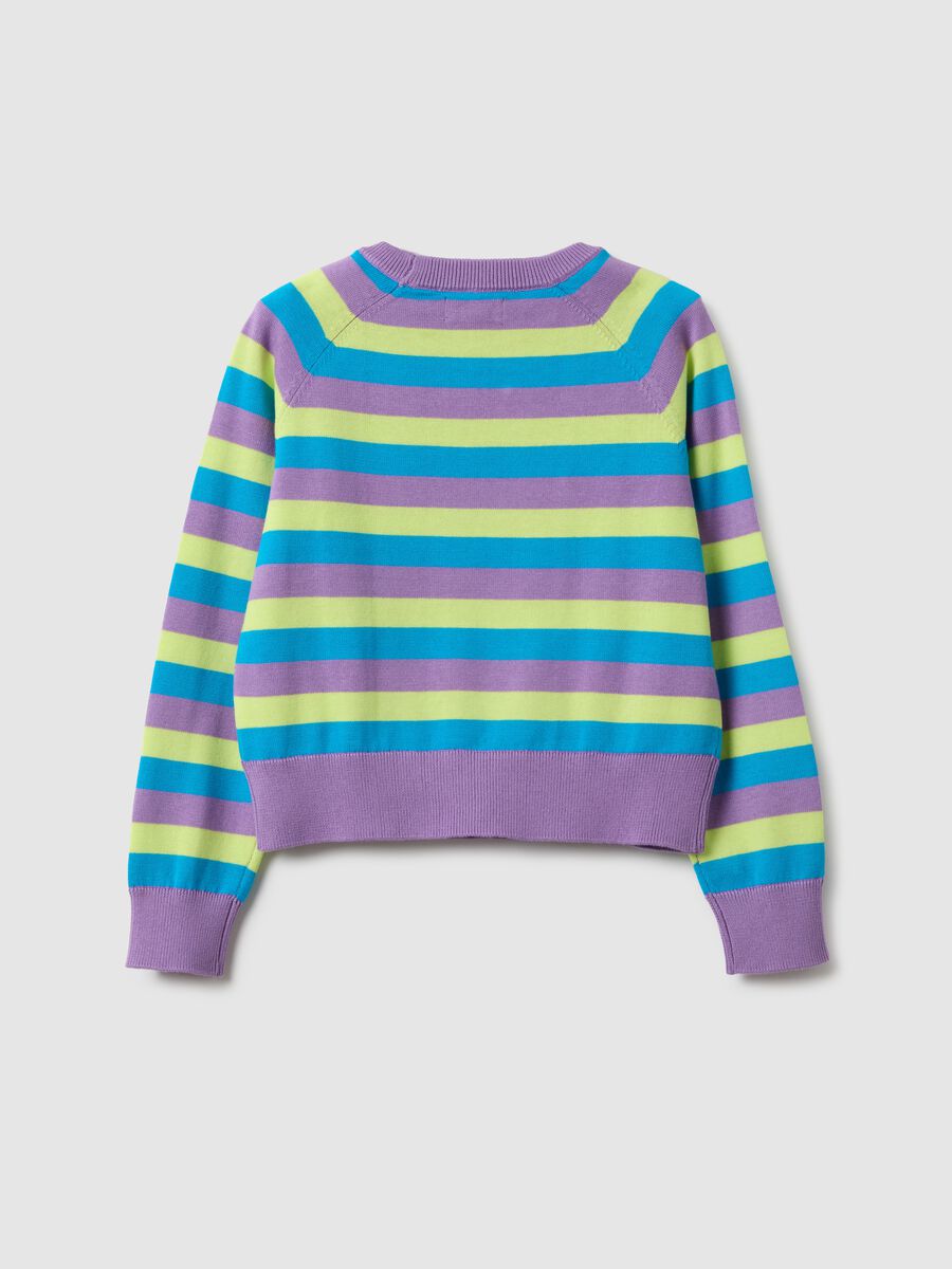 Girl's multicolour striped pure cotton pullover, regular fit_4