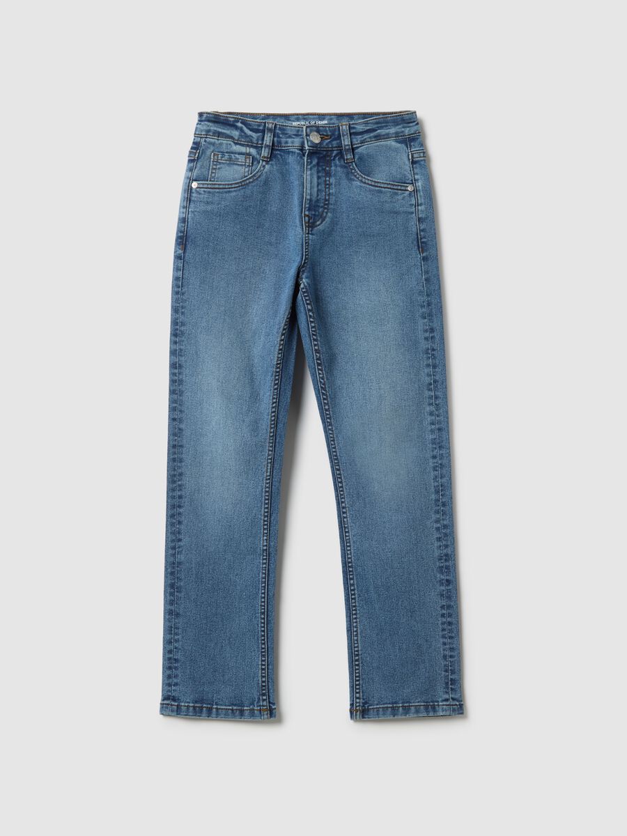 Regular fit stretchy blue denim jeans for boys_3