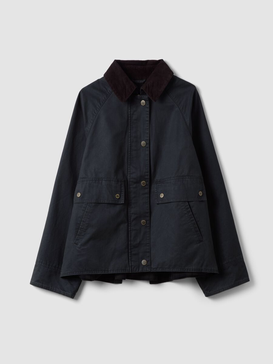 Green cotton-blend parka with velvet collar_0
