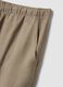 Beige viscose and linen blend straight-fit trousers with drawstring_5