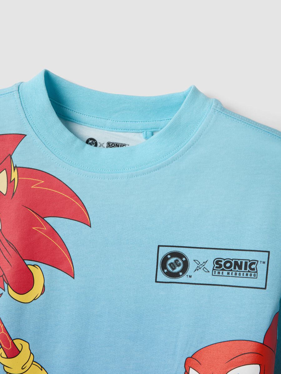 Blue pure cotton Sonic print T-shirt for boys_3