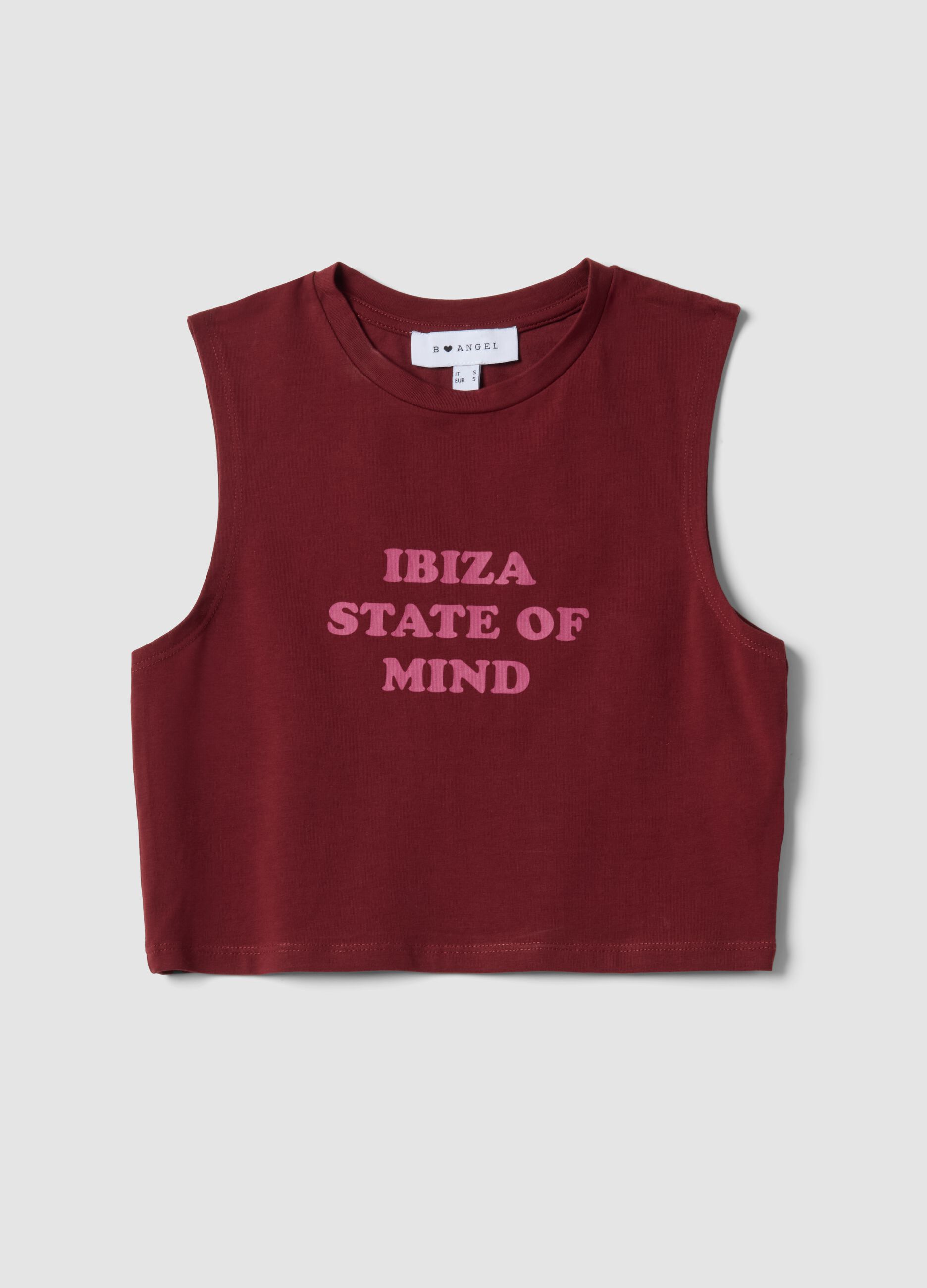 Rotes Regular-Fit Tanktop aus Stretch-Baumwolle mit Statement-Print