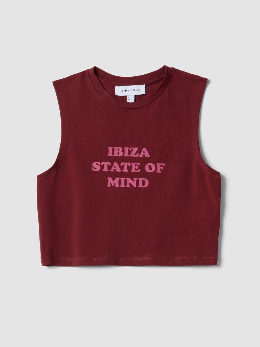 Rotes Regular-Fit Tanktop aus Stretch-Baumwolle mit Statement-Print_4