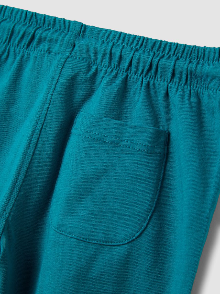 Blue pure organic cotton shorts with elasticated waistband for baby boy, regular fit_3