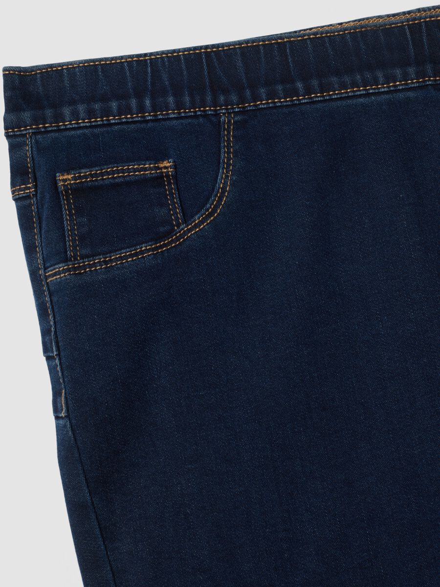 Dark blue denim bootcut jeans in stretch cotton and viscose blend_1