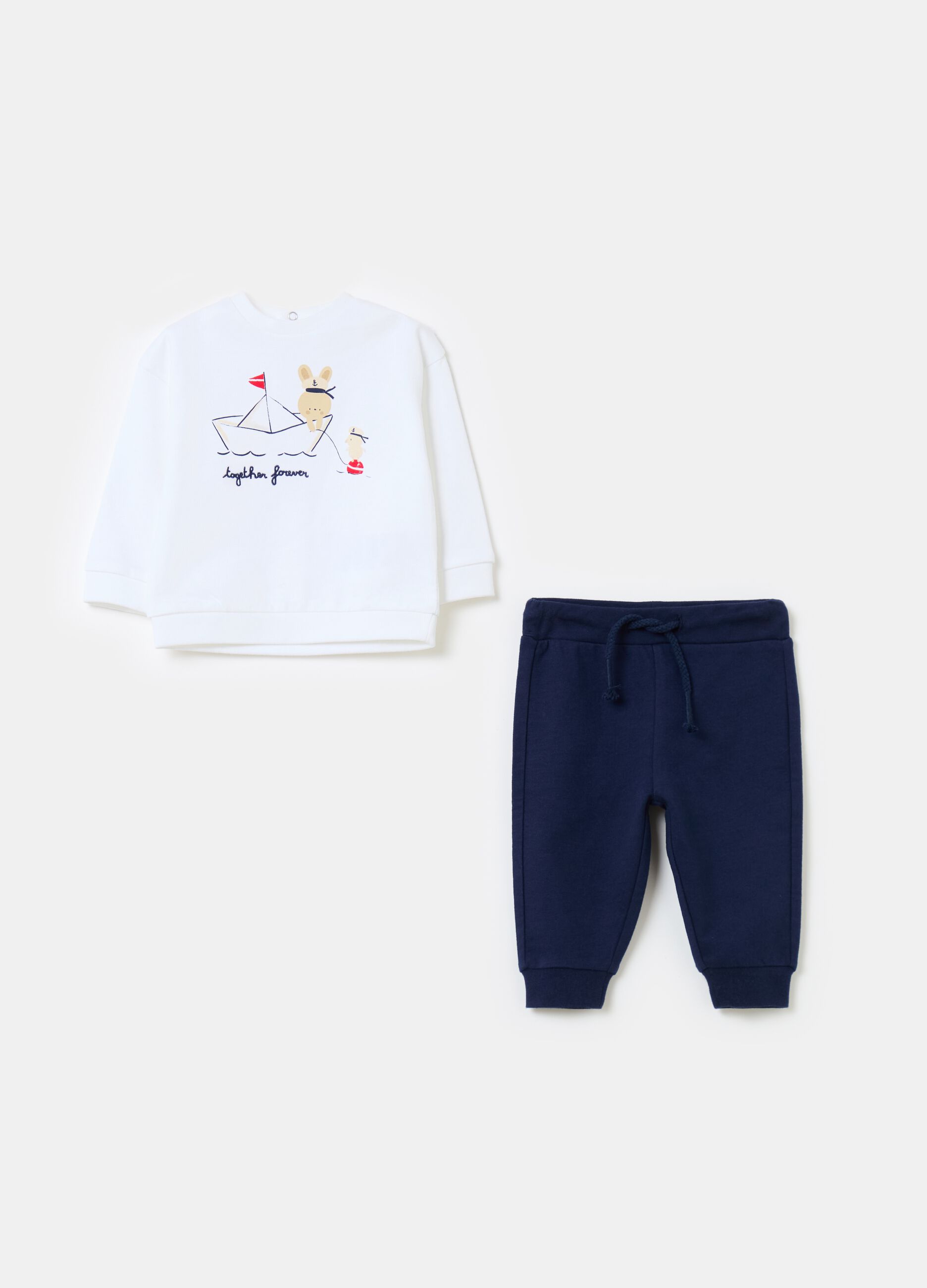 T-shirt and trousers set in organic cotton with print