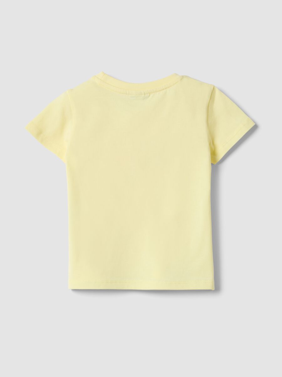 Yellow pure cotton girl's T-shirt, regular fit with print_1