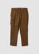 Brown comfort-fit stretch cotton twill cargo trousers_0