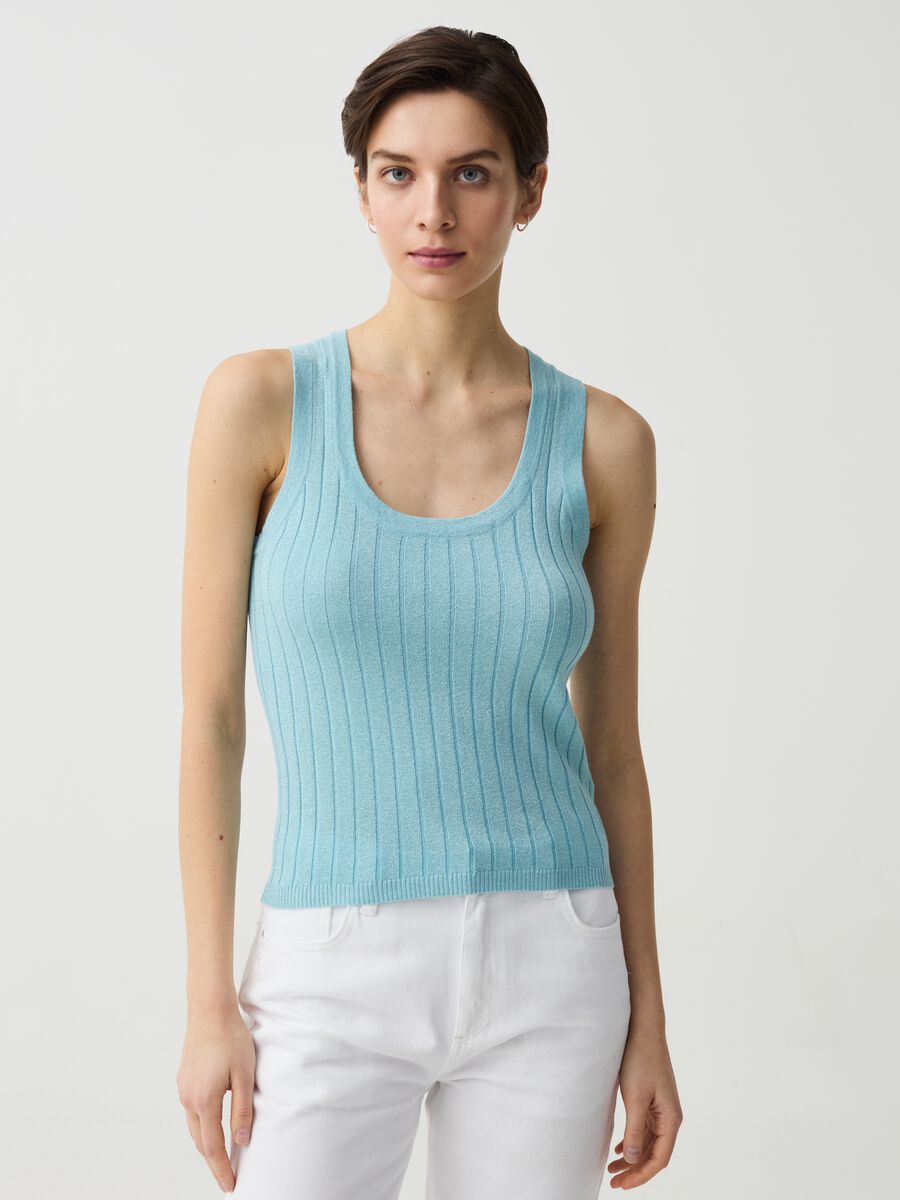 Flat ribbed tank top with lurex_0
